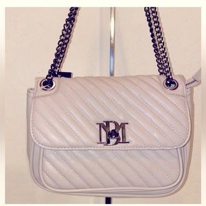 Badgley Mischka Tan Quilted Top with Letter Lock Crossbody & Shoulder Bag NWT